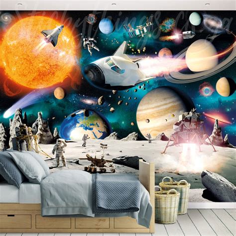 Space Adventure Wall Mural Planets Solar System Wall Art