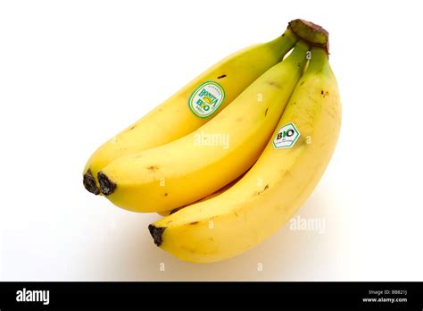 Organic Bananas With Label Stock Photo Alamy