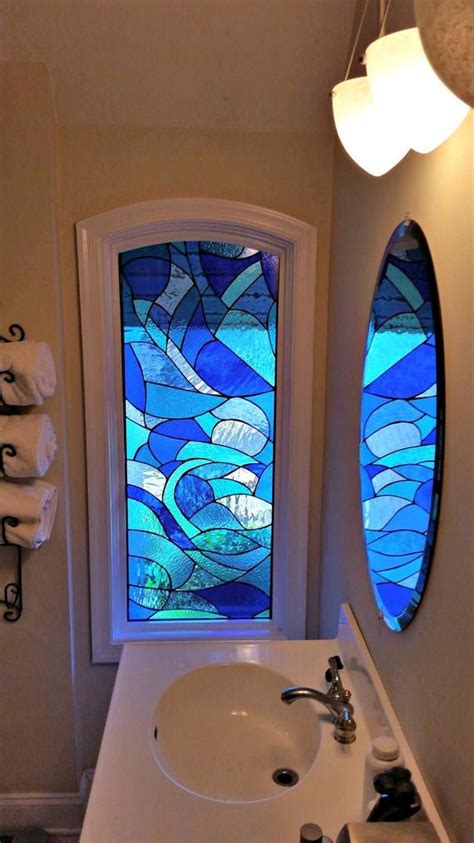 W 192 Sophisticated Blues Stained Glass Window Terraza Stained Glass