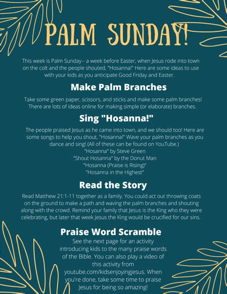 Palm Sunday Activities For Kids Kids Enjoying Jesus