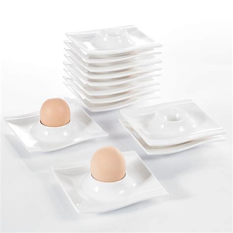 MALACASA Series Flora 12 Piece Porcelain Egg Cups Holder Dinnerware