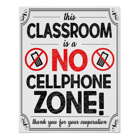 No Cellphones Allowed Classroom Poster Zazzle