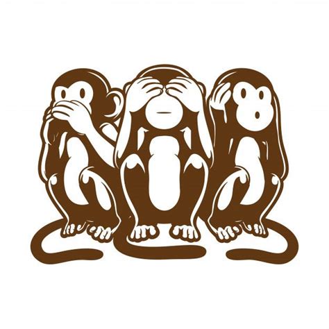 Three Monkeys Sitting Next To Each Other