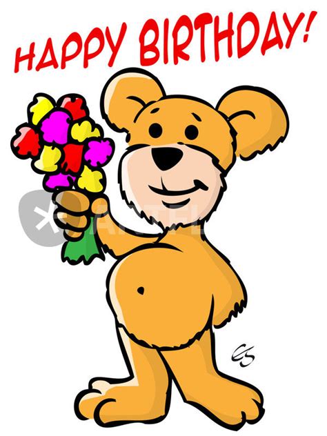 Cartoon Teddy Bär Happy Birthday Bear Comic Als Poster Und