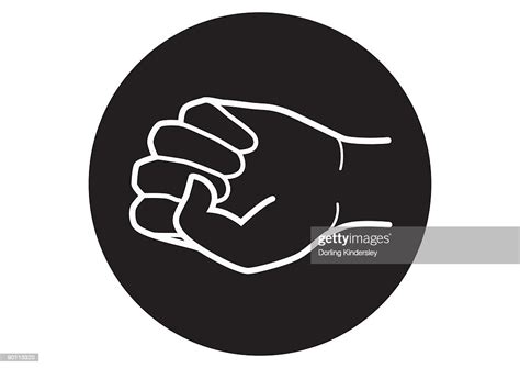 Black And White Digital Illustration Of Clenched Fist In Black Circle
