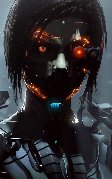 Wallpaper Robot Cyborg Dark Eyes Cyborgs Art Cyberpunk Character