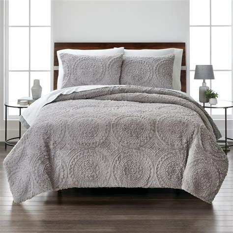 Better Homes And Gardens Embroidered Faux Fur 3 Piece Comforter Set Full