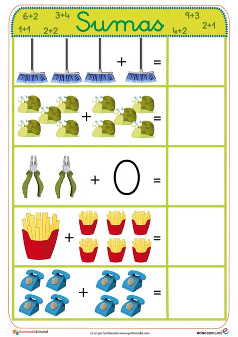 Fichas De Sumas 004 Fichas Matemáticas Para Jardín De Infantes