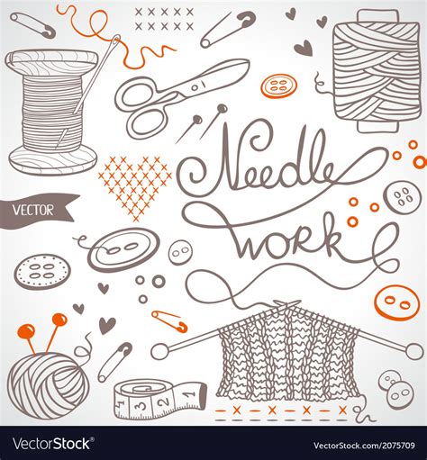 Needlework Set Royalty Free Vector Image Vectorstock