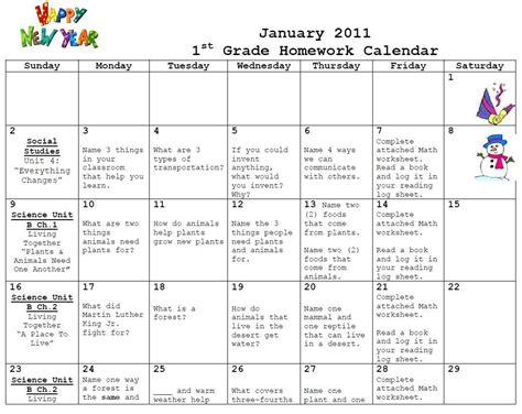 Preschool Homework Calendar Template Calendar Template Printable