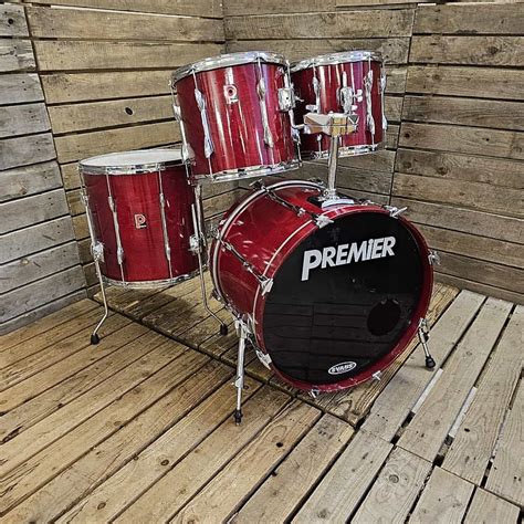 Drum Kit Premier Xpk Early 90s Transparent Red Used Reverb Uk