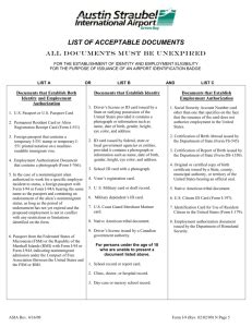 Possession of the united states bearing. DEPARTMENT OF HOMELAND SECURITY LISTS OF ACCEPTABLE DOCUMENTS