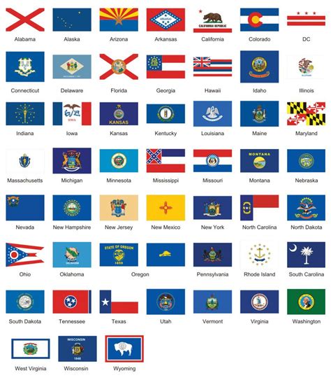 Original State Flags Drapeau Drapeaux Nationaux 50 états