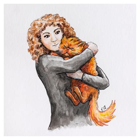 Hermione And Crookshanks Watercolor Print 5x5 Etsy