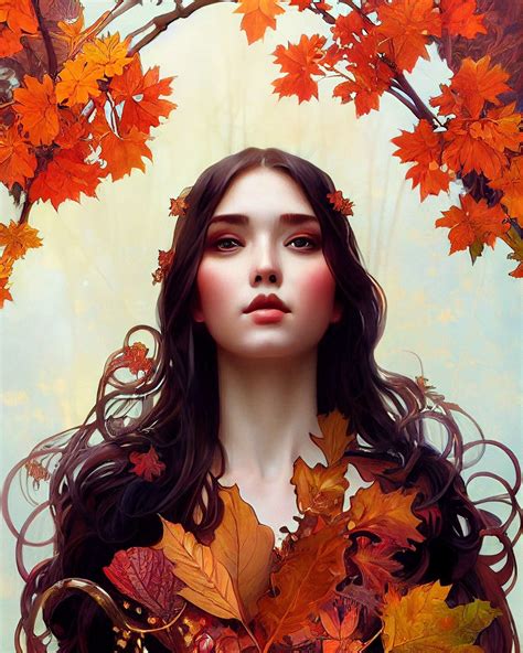 Serene Autumn Goddess Wall Art Print 2022 Series Feminine Art Canvas