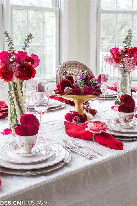 Valentines Day Decorations Plush Velvet Hearts Tablescape