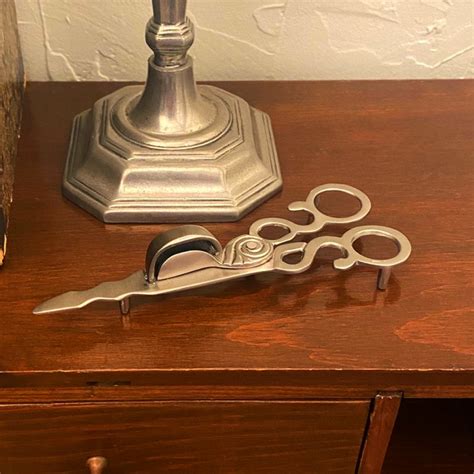 Pewter Plated Candle Snuffer Scissors Antique Vintage Style Schooner Bay Company