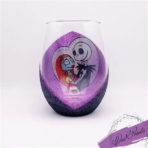 Nightmare Before Christmas Wine Glass Set Jack Skellington Etsy