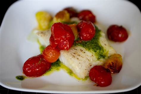 Grilled Sea Bass With Pesto And Roasted Tomatoes At Home With Vicki Bensinger