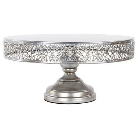 14 Inch Round Metal Wedding Cake Stand Silver Silver Cake Stand