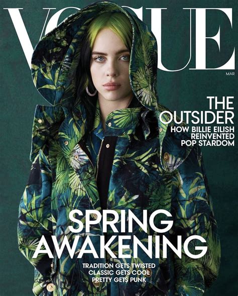 The pop star known for defying gender stereotypes got a glamour makeover with a corset. Vogue America March 2020 | Vogue covers, Billie eilish ...