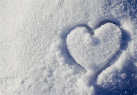 Heart Shape In Fresh Snow Heart Shape In Snow Cold