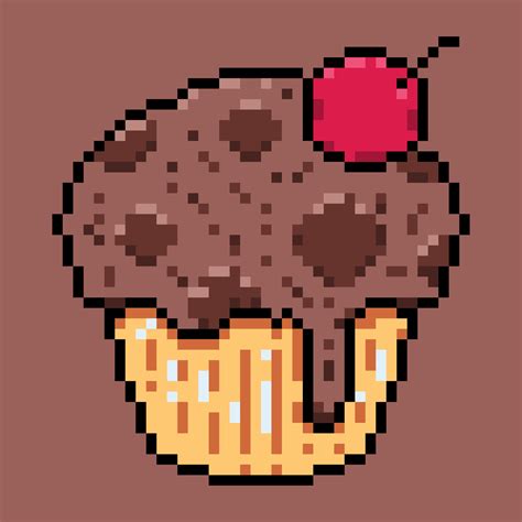 Muffin Cupcake Pastel Comida Estilo De Arte De Píxeles De Icono De