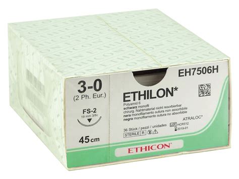 Ethicon Ethilon Monofilament Sutures Gauge 30 Needle 19 Mm