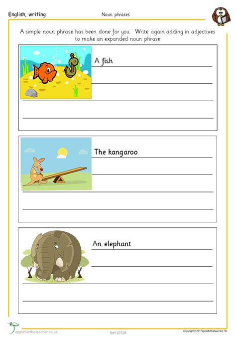 Expanded Nouns Literacy Worksheet With Images Apple For The Teacher Ltd