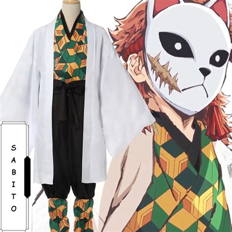 Unisex Costumes Demon Slayer Kimetsu No Yaiba Sabito Cosplay Costume Kimono Uniform Full Set