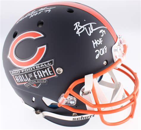 Brian Urlacher Dick Butkus And Mike Singletary Signed Chicago Bears Hall Of Fame Commemorative
