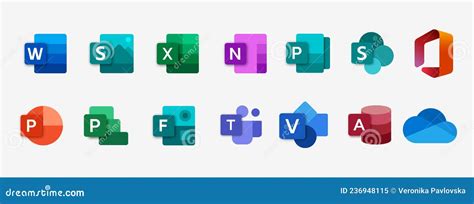 Set Icons Microsoft Office 365 Word Excel Onenote Yammer Sway