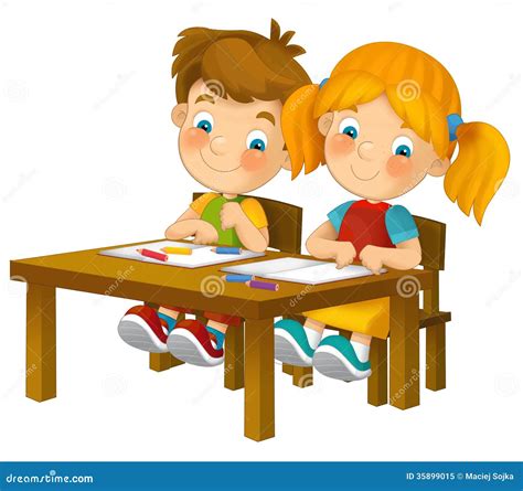 Cartoon Children Sitting Learning Illustration For The Children Xxl