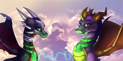 e621 cynder digital media artwork dragon duo female feral green eyes hi res horn