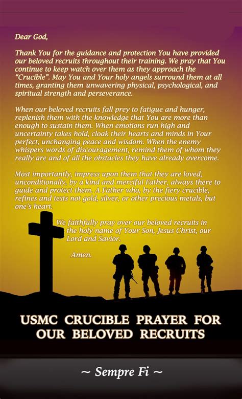 Usmc Crucible Prayer For Our Beloved Recruits Written For And In