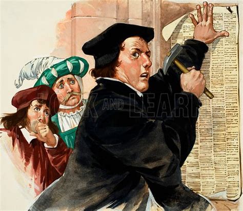 Martin Luther Nailing His Ninety Five Theses To The Door Of Stock