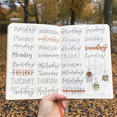 Bullet Journal Font Ideas For Everyday Of The Week The Smart Wander