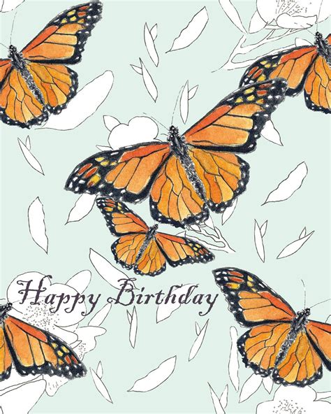 Monarch Butterflies Happy Birthday By Jenniferwysedesigns On Etsy