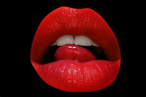 Premium Photo Closeup Woman Licking Red Lips Sexy Mouth Sensual Lips