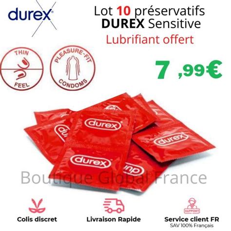 10 Préservatifs Durex Sensitive Très Fins Pour Homme Sensibilité Plaisir Capotes Pour Homme Sex