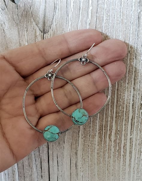 Turquoise Hoop Earrings Barie Mia Designs