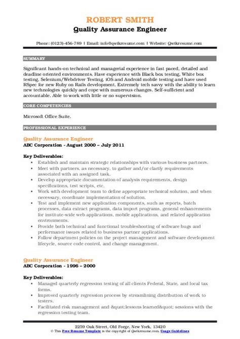 Quality engineer resume sample inspires you with ideas and examples of what do you put in the objective, skills, responsibilities and duties. Quality Assurance Engineer Resume Samples | QwikResume