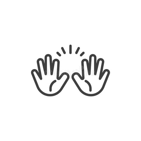 High Five Hand Sign Line Icon Stock Vector Illustration Of Pixel