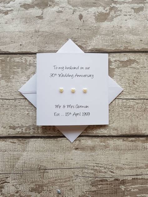 30th Pearl Wedding Anniversary Card For Husband Or Wife Etsy Uk