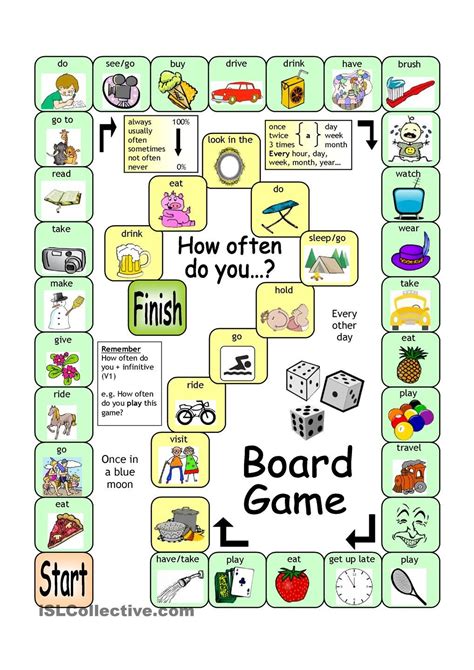 Board Game How Often Esl Board Games English Games Speaking Games