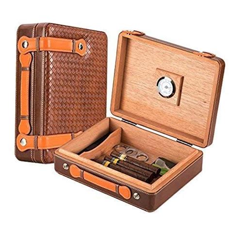Awesome Scotte Portable Cigar Humidors Wood Leather Handheld