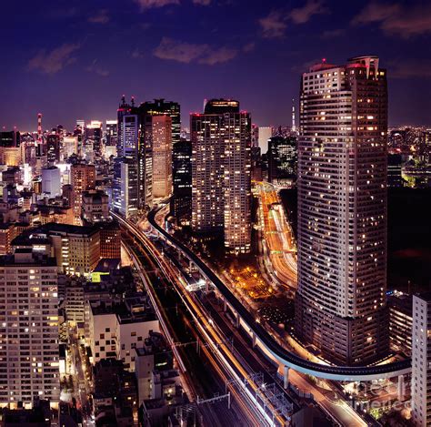 Tokyo City Aerial Nighttime View Japan Photograph By Maxim Images