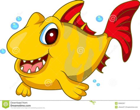 Cute Yellow Fish Cartoon Stock Illustration Illustration