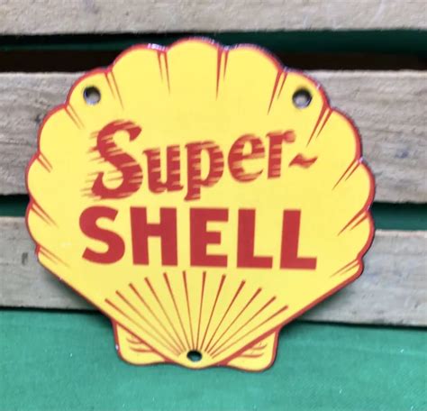 VINTAGE SUPER SHELL Gasoline Porcelain Service Station Gas Oil Clam Pump Sign PicClick