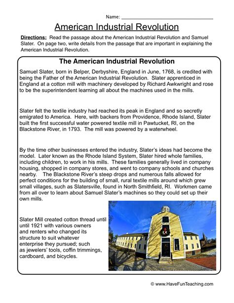 American Industrial Revolution Worksheet By Teach Simple